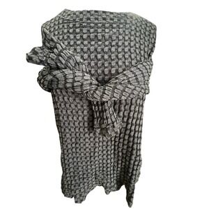 Cut Loose Navy Bubble Knit Boat Neck Long Sleeve Top Women LG lagenlook